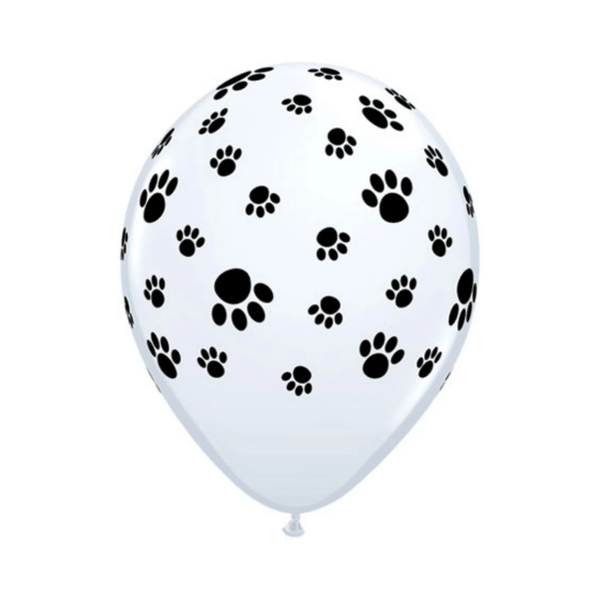 Black and White Paw Print Latex Balloon Pack