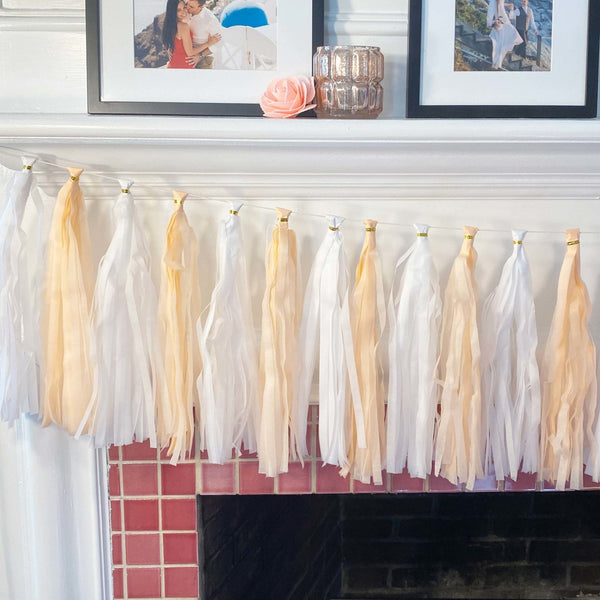 White and Blush Paper Tassel Tail