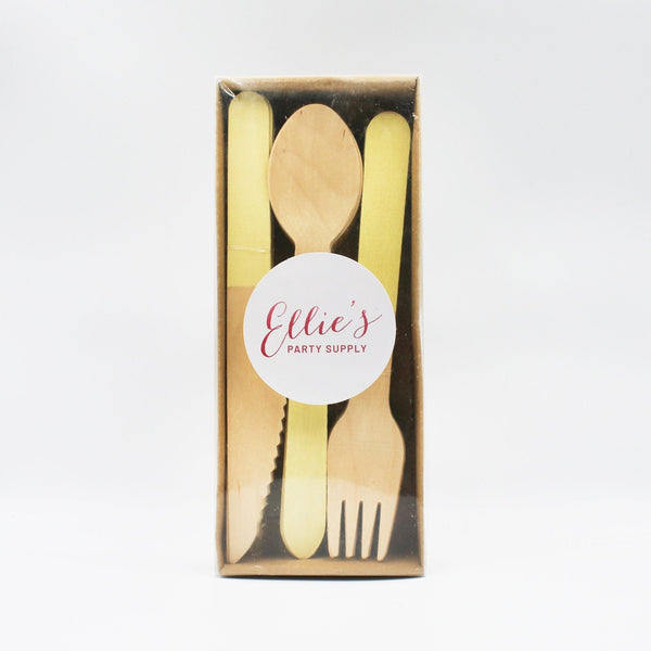 Yellow Wooden Utensil Set – 24ct | ON SALE!!
